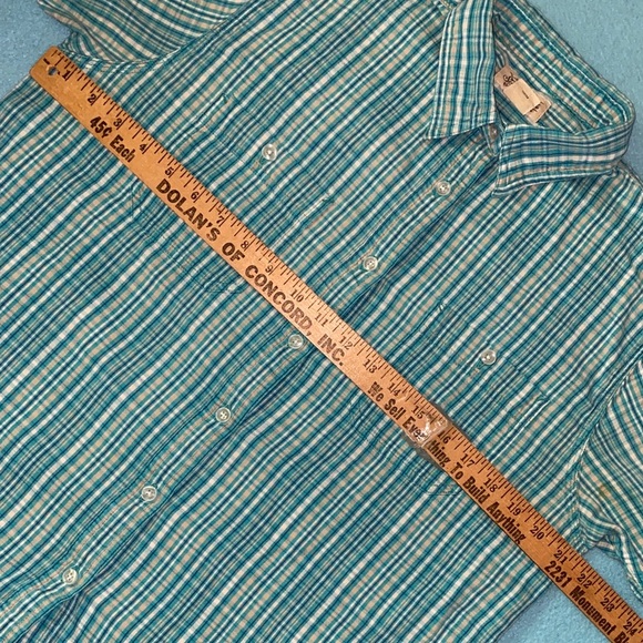 ST. JOHN’S BAY button up short sleeve cotton camp shirt turquoise white size L - Picture 3 of 9